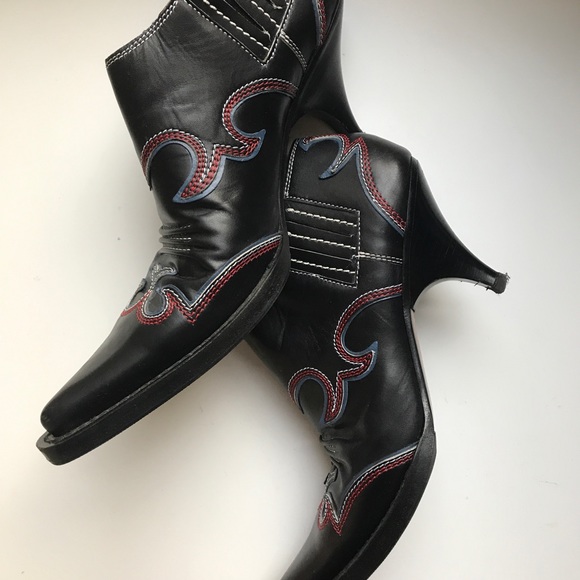 Miu Miu Shoes - MiuMiu Western Saddle-style black ankle boot